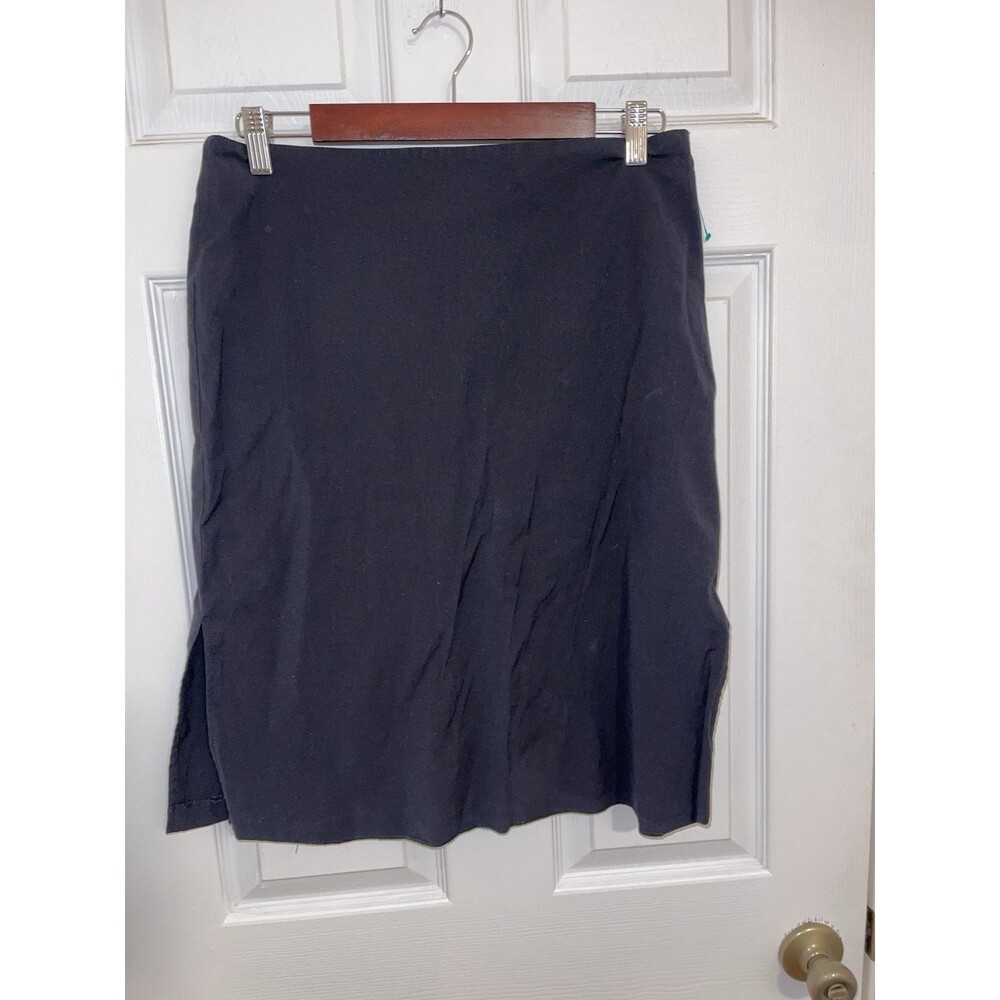 Banana Republic Women's Black Stretch Lined Pencil Skirt Slit Size 10 Wool Blend